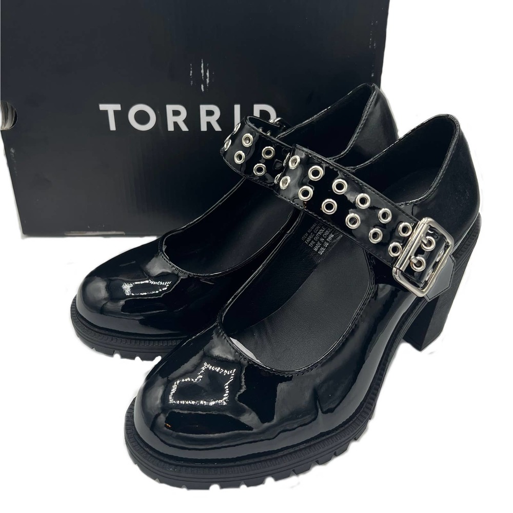 Torrid Mary Jane Lug Heel Faux Leather Black (WW) Women’s Size 9 NWT BNIB